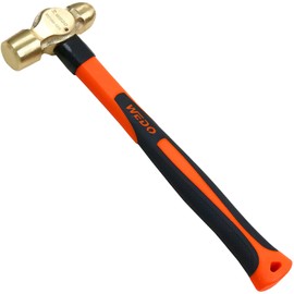 WEDO Brass Ball Peen Hammer with Fiberglass Handle,Ball Pein Hammer, 1lb, 280mm, 11"