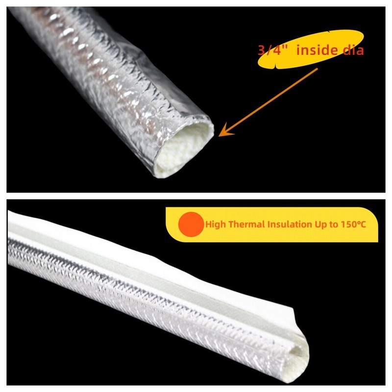 19mm - 3/4" Self-wrap Aluminum Heat Shield Sleeve Thermal Reflective