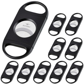 roygra Cigar Cutter Set (10 Pack), Enlarged 65 Ring Fit Almost Cigars, Guillotine Double Blade, Cigar Accessories for Men, Plastic Smoking Accessories Tool, Portable Sharp Clean Cut - Black