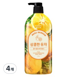 Happy Bath Real Garden Vitamin Vitality Body Wash Refreshing Yuzu, 4 packs, 900g / 해피바스 리얼가든 비타민 생기 바디워시 상큼한 유자, 4개, 900g