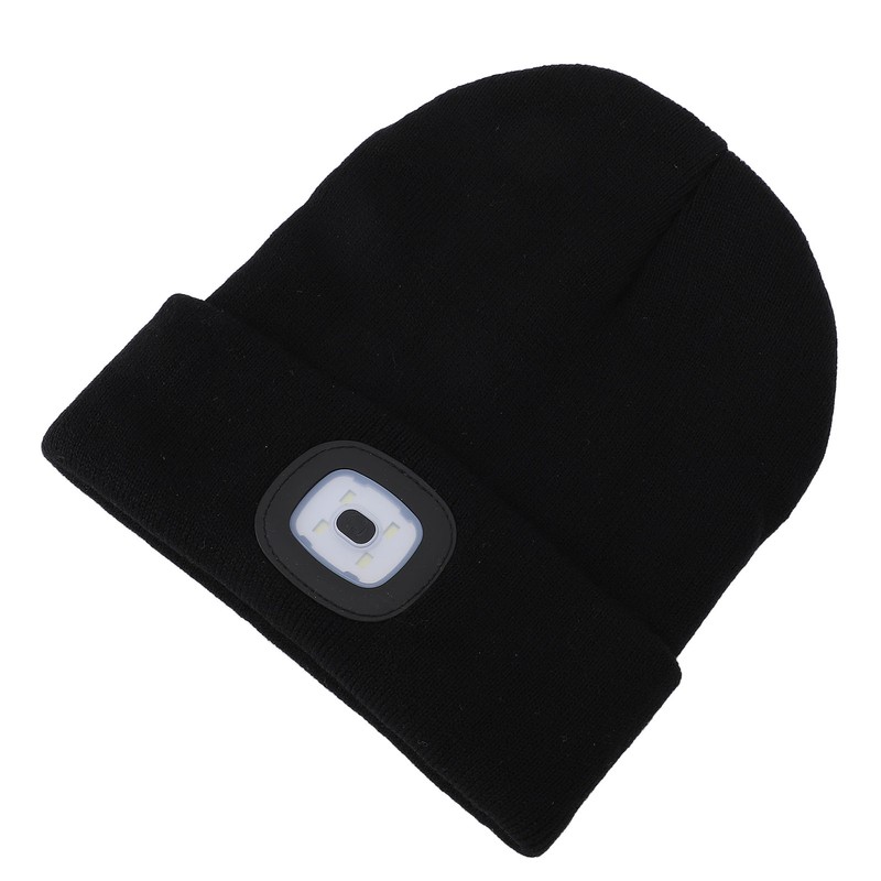 LED Beanie Hat Adjustable Brightness USB Rechargeable Soft Warm Knitted