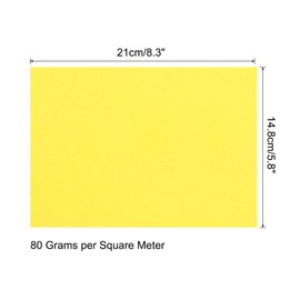 sourcing map 75 Sheets A4 Colored Print Copy Paper 5.8" x 8.5" Origami Paper Printer Paper 80gsm for Printing, Document Copying, Art Craft,Bright Yellow