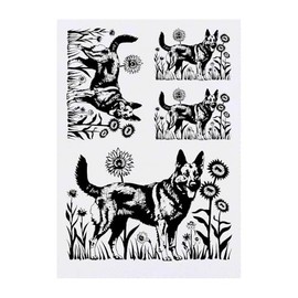 Azeeda 4 x 'Deutscher Schäferhund im Sonnenblumenfeld' Temporäre Tattoos - Wasserfest, Hautfreundlich & Ungiftig · Transfers in Verschiedenen Größen (TO00083116)