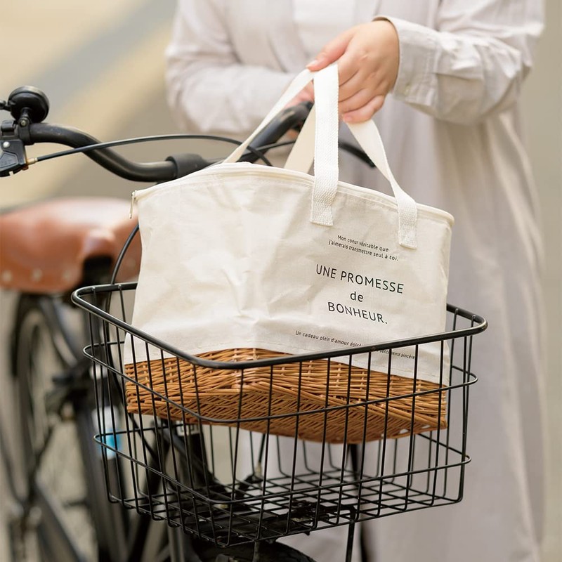 Heads BNR-KCB-S Insulated Bag with Basket Bonheur Eco Bag, White,