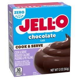 Jell-O Chocolate Pudding, Cook & Serve, Sugar Free, 1.3 oz Box, 4 Packs