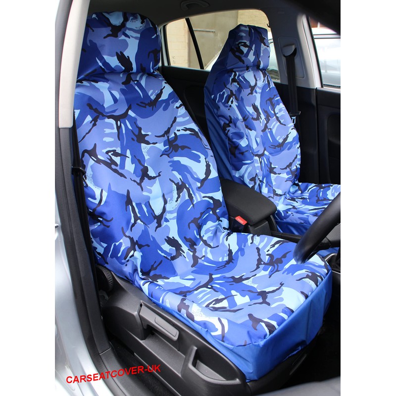 Carseatcover-UK BLUE Camouflage Waterproof Seat Covers for Cars, Vans, MPvs