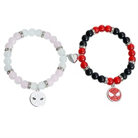 TTPSRY Pack of 2 Magnetic Couple Bracelets, Heart-Shaped Partner Bracelets, BFF Friendship Bracelets for Boyfriend, Girlfriend, Lover, Best Friend, Metal