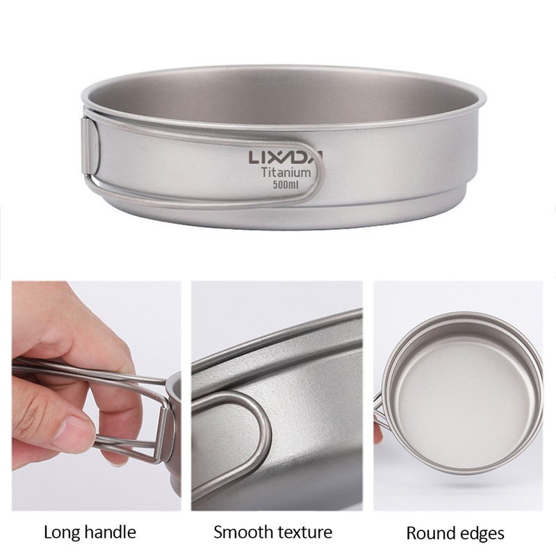 Lixada Ultralight Titanium Frypan Outdoor Camping Hiking Backpacking Cooking Frying