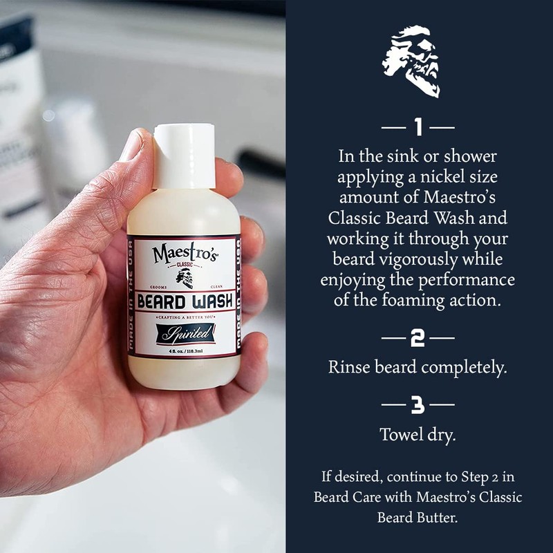 Maestro's Classic BEARD WASH | Anti-Itch, Deep Cleaning, Non-Drying, Fully