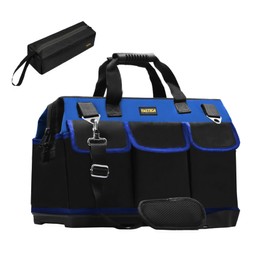 FASTECH 20 Inch Bottom Tools Bag With Wide Mouth For Tool Storage, Carrier and Organizer, Heavy Duty Tool Tote Bag for Men/Women, Wide Mouth Tool Bag With Inside Pockets (20 Inch)
