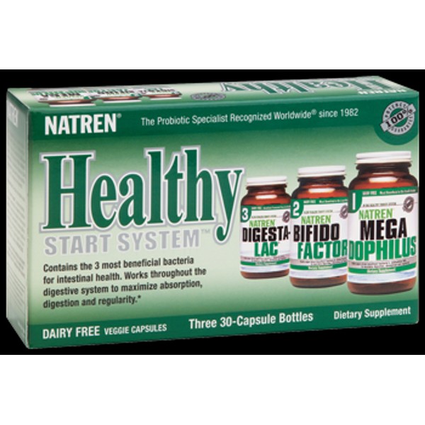 Natren Healthy Start System Dairy Free - 3 Bottles of 30 Capsules