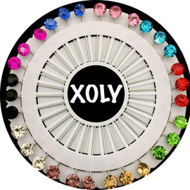 XOLY 30X Crystal Stone Hijab Scarf Pins Safety Pin Wheel Craft Tailor Sewing Brooch accessory supplies,tailor dress making pins (30X Multi Colour)