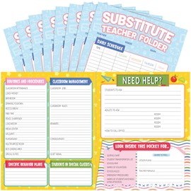 MotiMind 8 Pack Substitute Teacher Folder Substitute Teacher Supplies Must Haves Substitute Folder for Elementary School Teacher with Daily Class Schedule for Classroom Routines Management