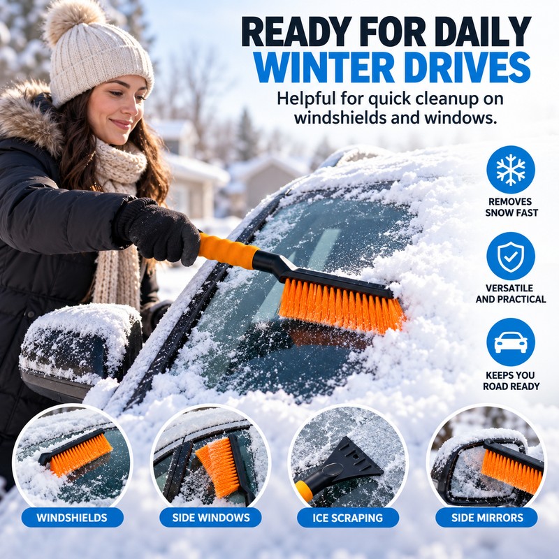 2-in-1 Car Snow Brush & Ice Scraper – 44cm Windshield