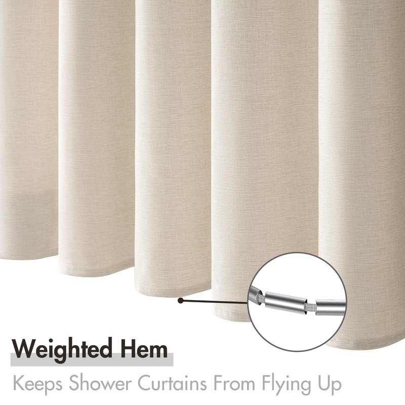 MIULEE Extra Long Linen Shower Curtain 96 Inches Long with