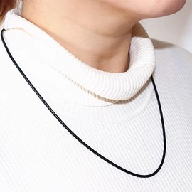 PDTJMTG Leather Necklace Cord 2MM 3MM Leather Necklace for Men Women Chain with Sterling Silver Clasp (Width: 2mm, 60cm)