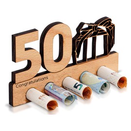 SURALIN 50 Geburtstag Geschenk Geburtstag Geldgeschenk Holz Geschenk zum 50.Geburtstag - Geburtstag Jubiläum - Geschenke aus Holz