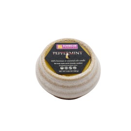 SUNBEAM Candles Beeswax Peppermint White Ceramic Vessel 3.3X 2.25, 6 OZ