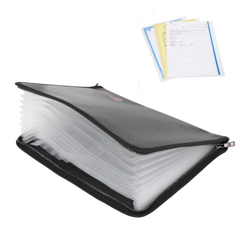Fireproof File Folder Large Capacity 13 Layers Transparent Plastic Inner
