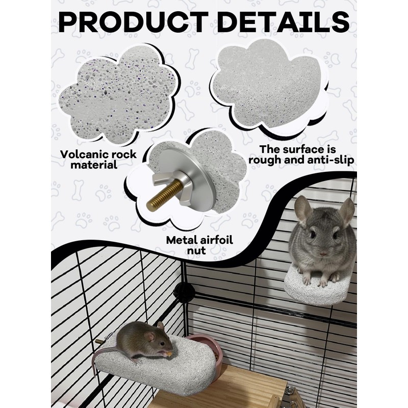 Niwaes Chinchilla Lava Ledges Rat Climbing Platform 4 Pack Pumice