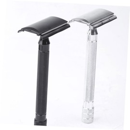 PACKOVE 1Set Old Style Safety Razor Manual Shaver with Brush and Double Edged Blades Compact Travel Shaving Kit for Smooth Beard Removal Lightweight Handle