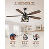 Ceiling Fans with Lights and Remote, 52'' Vintage Caged Ceiling