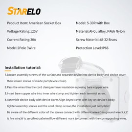 STARELO 30Amp Power Outlet Box,NEMA 5-30R Receptacle 125Volt,Outdoor dustproof and Weatherproof for RVs, Electric Vehicles, generators, Welding Machines, etc.ETL Listed.(NEMA 5-30R Box)
