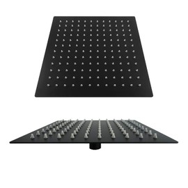 Drenky Rain Shower Head 10 Inches, Rain Shower Head Square Black Made of Stainless Steel A2 Shower Head Pressure Increasing with 121 Anti-limescale Nozzles Shower Head Rain Shower 25 x 25 cm