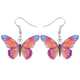 OUSIO Acryl Bunte Schmetterling Ohrringe Natur Insekt Tiere Baumeln Schmuck für Frauen Frühling Sommer Zubehör Urlaub Geschenke (Rosa)