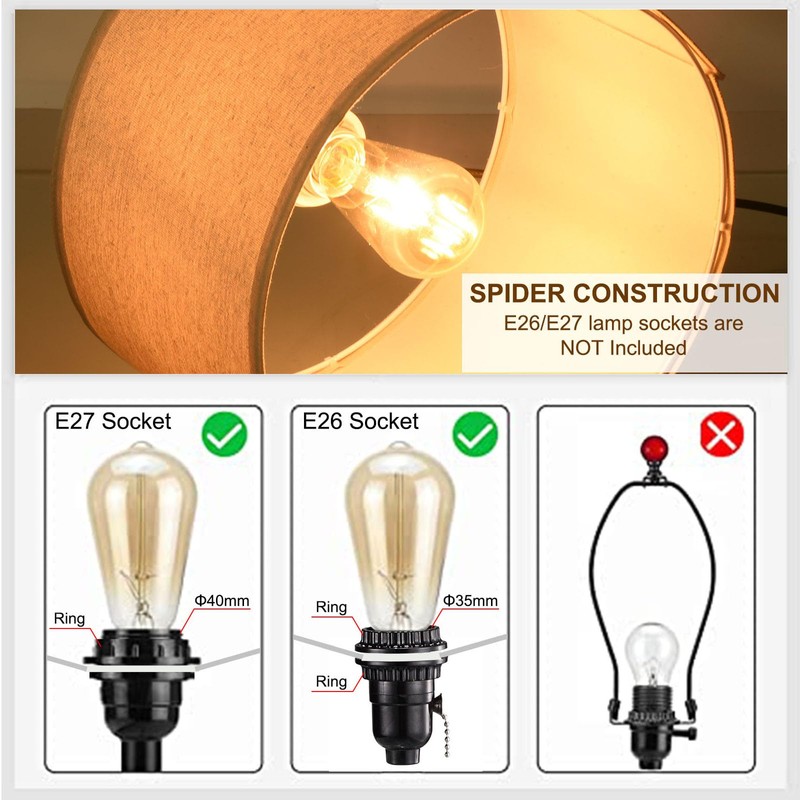 PATIKIL 7 Inch E26 E27 Lamp Shade Ring Frame with