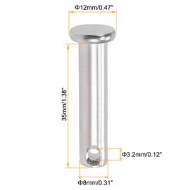 TA-VIGOR 4pcs 8 x 35mm Clevis Pins Single Hole, 304 Stainless Steel Flat Head Link Hinge Pin Fastener for Mechanical Linkage, Ship Rigging, Fixed Parts