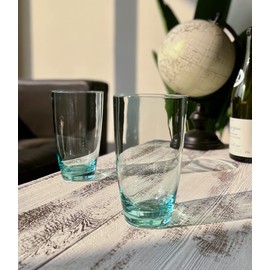 KLIFA- ETON, 20.8 oz, Set of 6, Acrylic Highball Drinking Glasses, Iced Tea Cups, BPA-Free, Stackable Plastic Drinkware, Dishwasher Safe, Turquoise