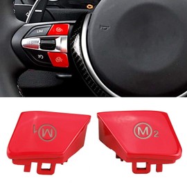 Car Steering Wheel Switch Cover, Fydun 1 Pair Steering Wheel Cruise Control Gear Kit M1 M2 Mode Switch Knob Switch Cover Interior Trim Accessories for M3 M-4 F80 F82 F83 (Red)