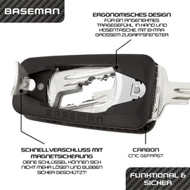 BASEMAN® Key Organiser - The Innovative Key Organiser Organizes Keys with Style and Brings Peace to Your Bag - Key Case Key Holder, carbon, Modern
