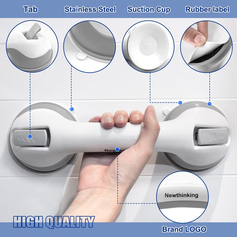 Newthinking Suction Bathroom Grab Rails, Hand Rail for Disabled, Portable