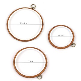 Embroidery Hoops Cross Stitch Hoop Ring Imitated Wood Circle Set Display Frame for Art Craft Handy Sewing and Hanging - Pack of 3 (5.5"+6.7"+8.6")
