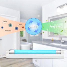 UV Lamp with Ozone and Timer, uvc Light Bulb, 185nm wavelength for Closet/Cabinet/Bathroom, 6W 110V Lamp with Timing Cord and Plug, ctuv-6