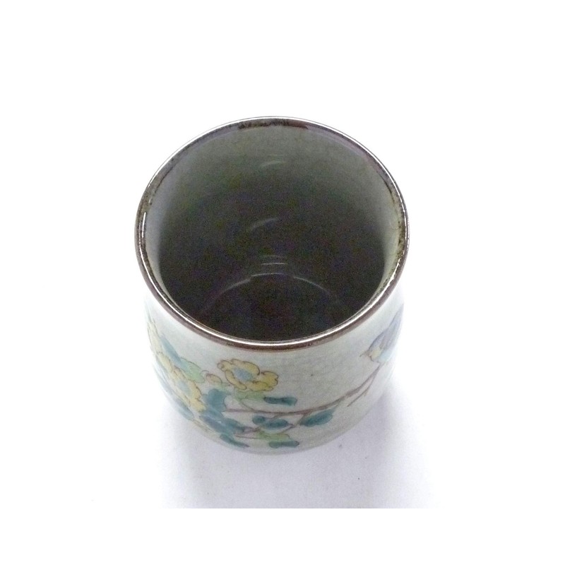 九谷焼 [Couple Tea Bowls] 金糸 Plum and birds "Back Picture"