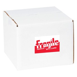 Tape Logic Aviditi Tape Logic 2" x 3","Fragile Handle with Care" Red/White Warning Sticker, for Shipping, Handling, Packing, and Moving (1 Roll of 500 Labels)