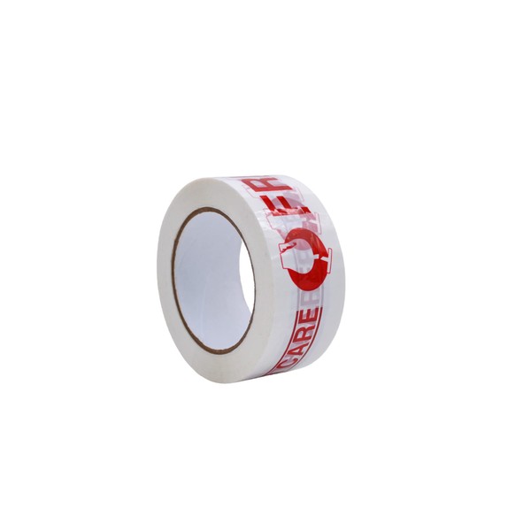 WOD PP20F-W Printed White Carton Sealing Tape with Red Lettering