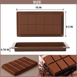 SmartKitch Dubai Chocolate Bar Mold Silicone Chocolate Bar Molds, Deep Rectangular, 2 Pack, Large Size for Stuffed Bars (2PCS Deep Size)