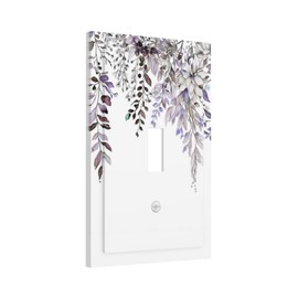 Spshian Decorative Light Switch Cover Plate Rustic Purple Sage Violet Eucalyptus Leaf Leaves 1 Gang Wall Plate Oversized Single Toggle Wall Cover Plate Jumbo Electrical Switchplate Face Plate