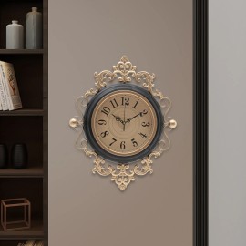 NEW 16inch Large Wall Clock, Silent Vintage Decorative Brown Wall Clocks