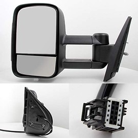 AKKON - For Smoked 2007-2013 Silverado Manual LED Signal Right Passenger Telescoping Extendable Towing Mirror