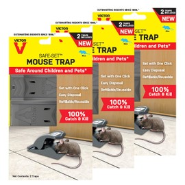 Victor M070-6SR Easy and Safe-Set Power Kill Mouse Trap Quick and Clean Rodent Disposal - 6 Reusable Mouse Traps