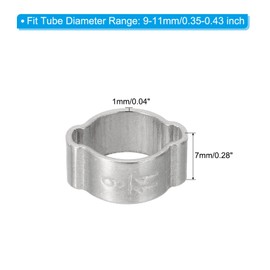 PATIKIL 20パック9-11mmダブルイヤーホースクランプ、304ステンレススチールOクリップ圧着リング、燃料、ガソリン、水、空気、およびさまざまな流体メディアライン用のチューブフィッティング接続、シルバートーン
