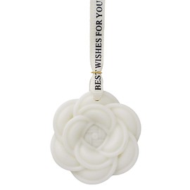 Camellia Flower Shaped Car Air Freshener Hanging Ornament for Women, Scented Wax Rose Essential Oil Diffuser for Car Rear View Mirror Pendant, Auto Interior Accessories (White, English Pear & Freesia)