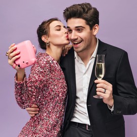 2 Pcs Couple Rings for Women Men His Queen Her King Matching Rings Set Engagement Promise Band Rings for Him Her(Size 9)