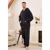 Vulcanodon Mens Plush Hooded Zipper Pajama Set, Soft Warm Long