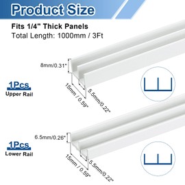 uxcell 1Set White Plastic Sliding Door Track, Sliding Glass Window Track for 1/4" Thick Panels, for Closet Glass Cabinet Door Track (3Ft Long)